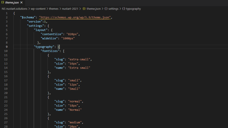 theme.json code