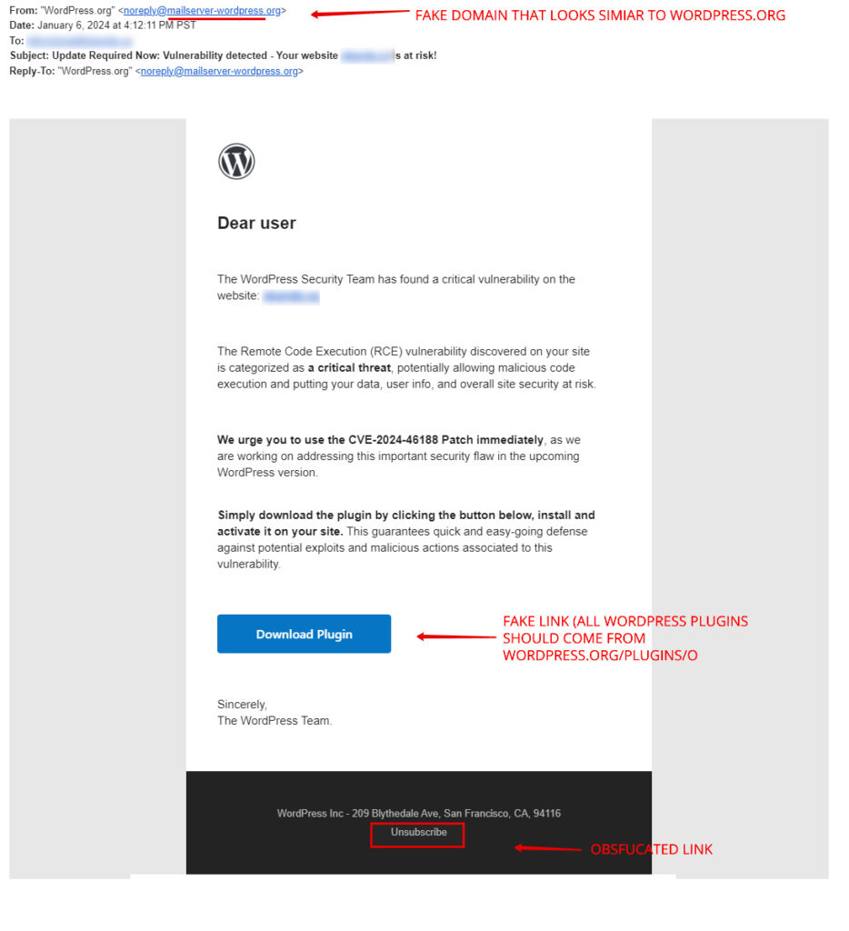 Remote Code Execution Scam Email